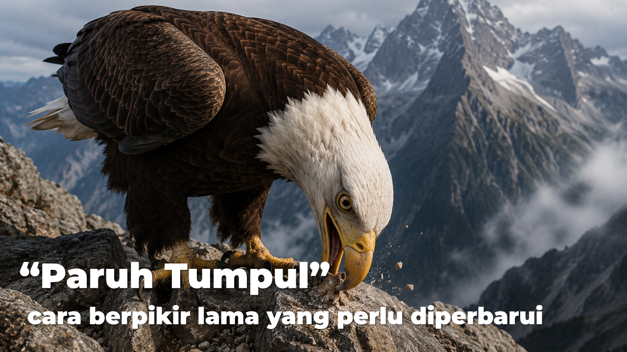 Ilustrasi burung elang dengan paruh tumpul