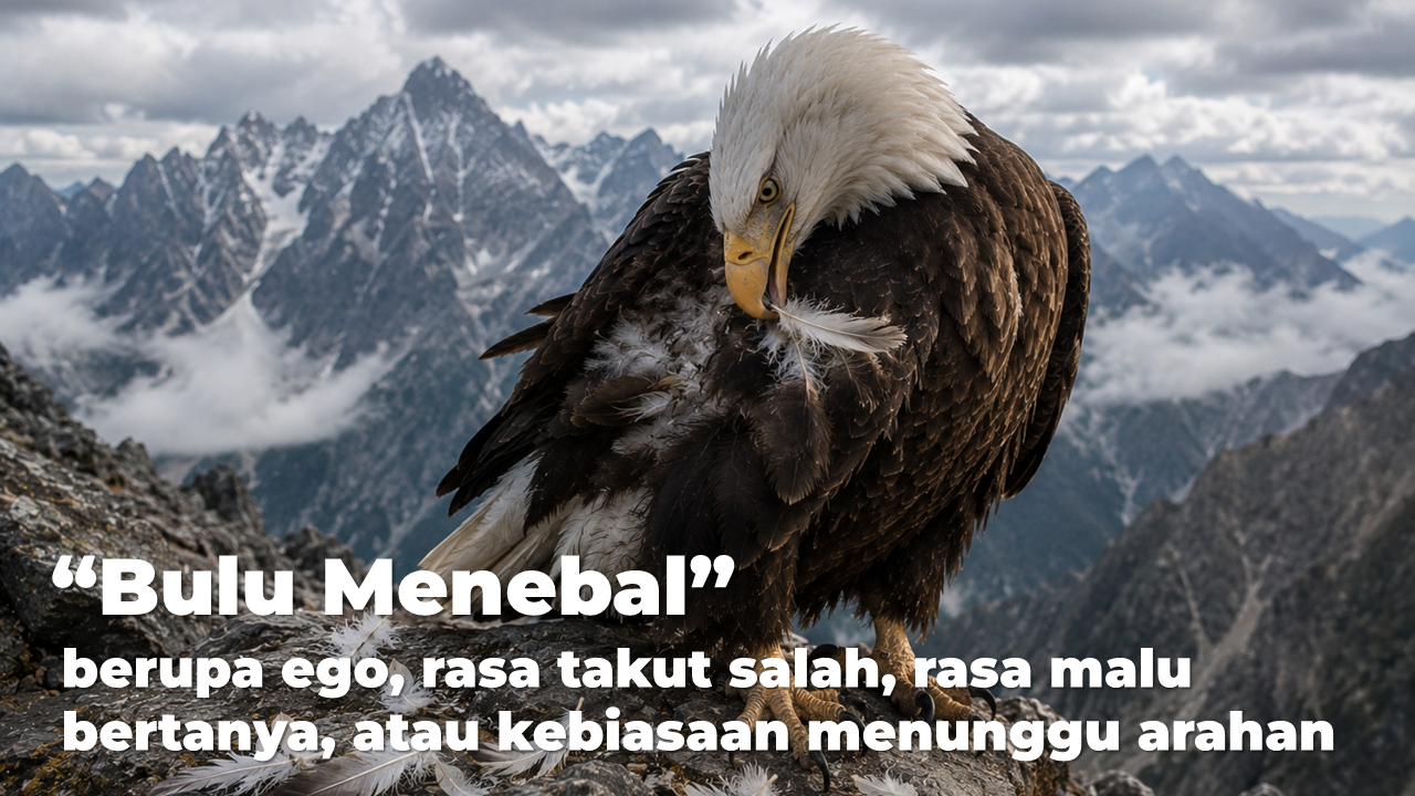 Ilustrasi burung elang dengan bulu menebal